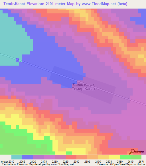 Temir-Kanat,Kyrgyzstan Elevation Map