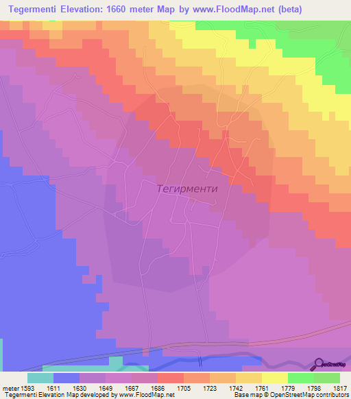 Tegermenti,Kyrgyzstan Elevation Map