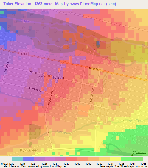 Talas,Kyrgyzstan Elevation Map