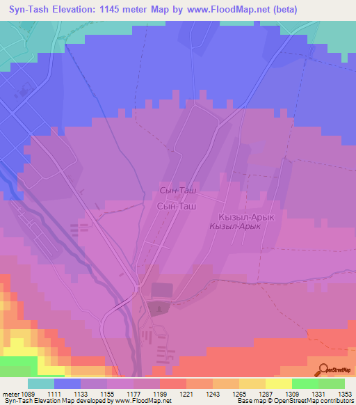 Syn-Tash,Kyrgyzstan Elevation Map