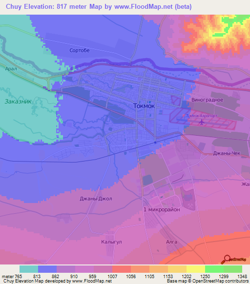 Chuy,Kyrgyzstan Elevation Map