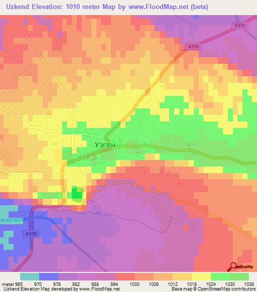 Uzkend,Kyrgyzstan Elevation Map