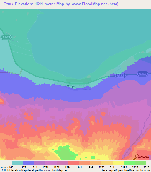 Ottuk,Kyrgyzstan Elevation Map