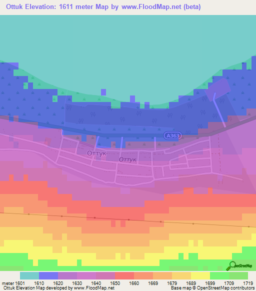 Ottuk,Kyrgyzstan Elevation Map