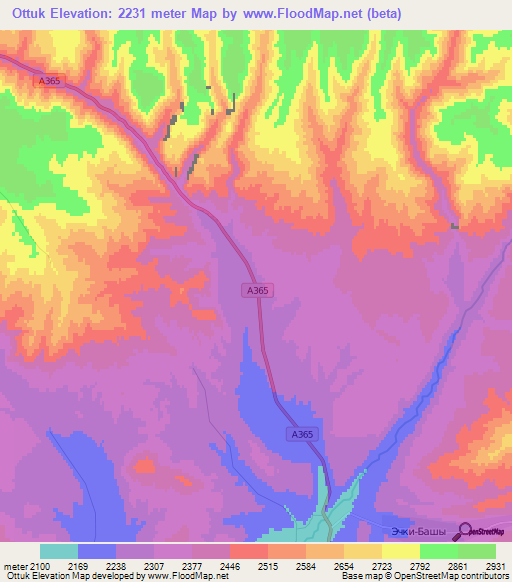 Ottuk,Kyrgyzstan Elevation Map