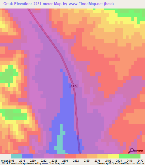 Ottuk,Kyrgyzstan Elevation Map