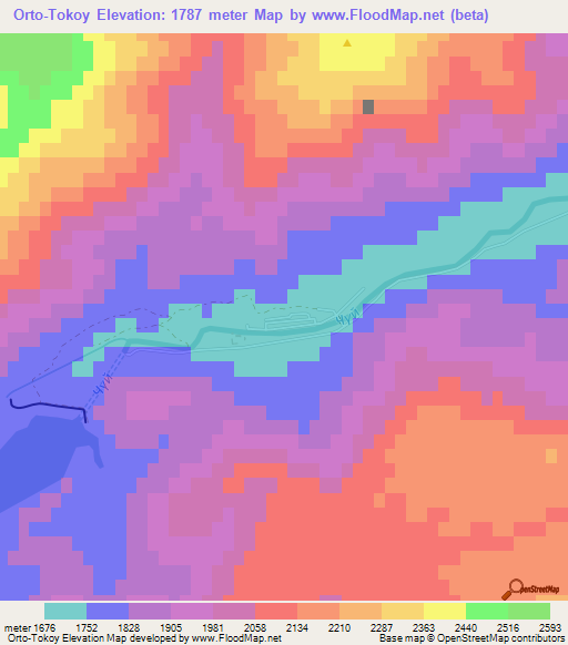 Orto-Tokoy,Kyrgyzstan Elevation Map