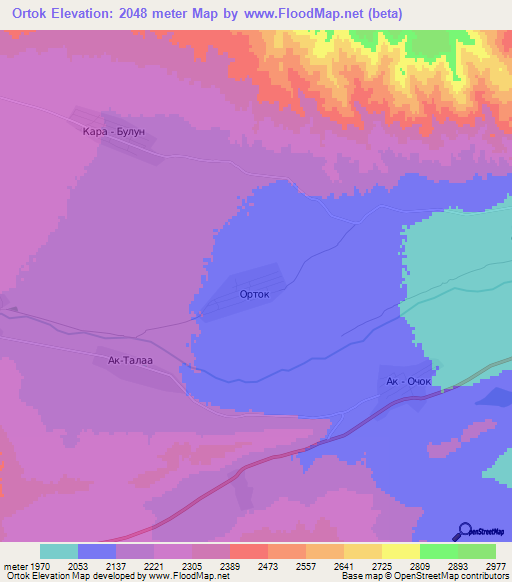 Ortok,Kyrgyzstan Elevation Map