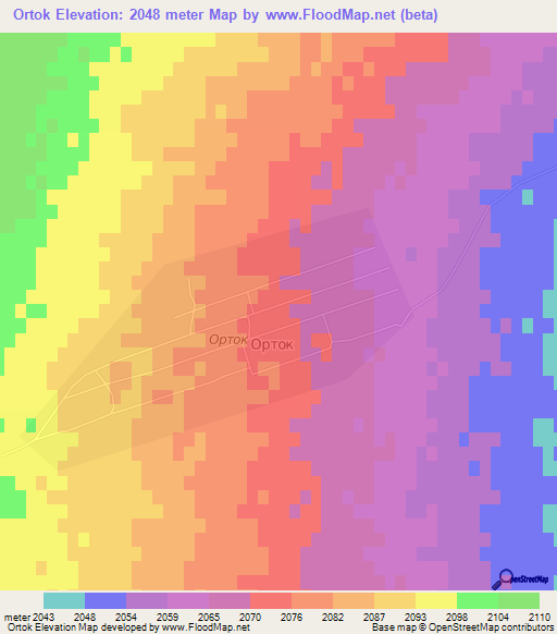 Ortok,Kyrgyzstan Elevation Map