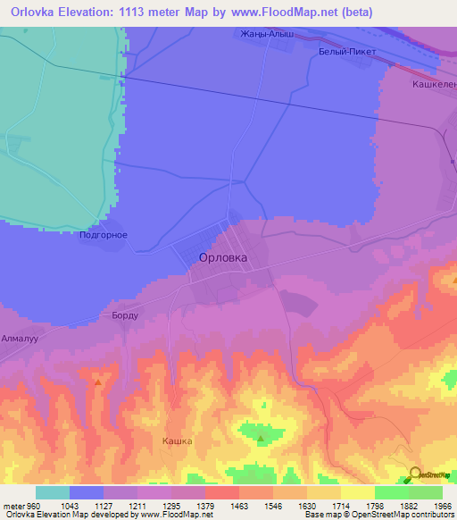 Orlovka,Kyrgyzstan Elevation Map