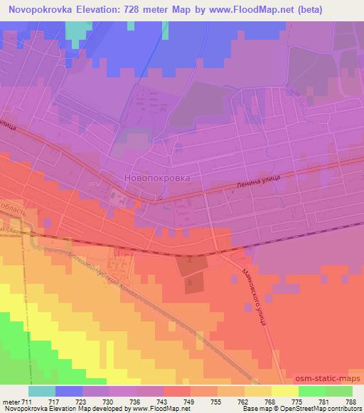 Novopokrovka,Kyrgyzstan Elevation Map