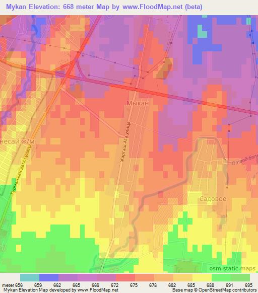 Mykan,Kyrgyzstan Elevation Map