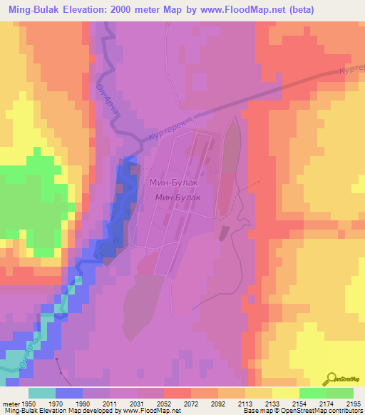 Ming-Bulak,Kyrgyzstan Elevation Map