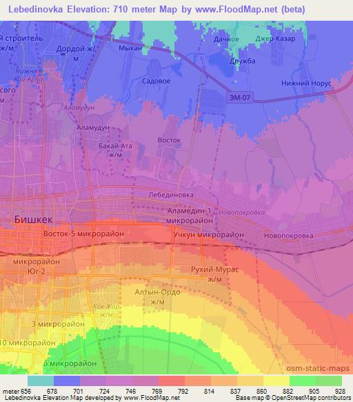 Lebedinovka,Kyrgyzstan Elevation Map