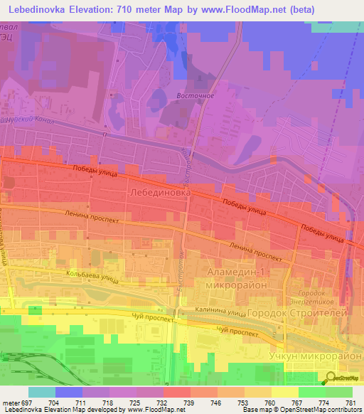 Lebedinovka,Kyrgyzstan Elevation Map