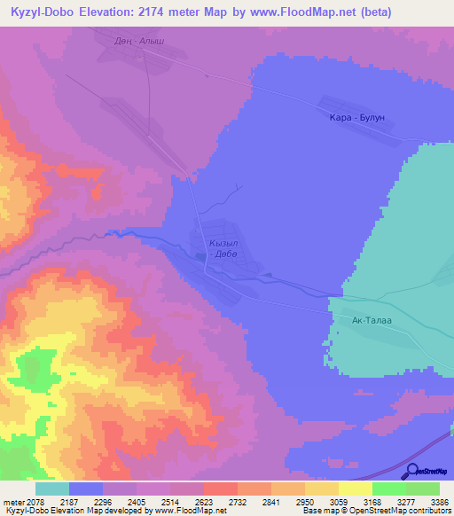 Kyzyl-Dobo,Kyrgyzstan Elevation Map