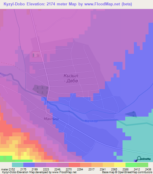 Kyzyl-Dobo,Kyrgyzstan Elevation Map