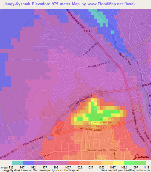 Jangy-Kyshtak,Kyrgyzstan Elevation Map