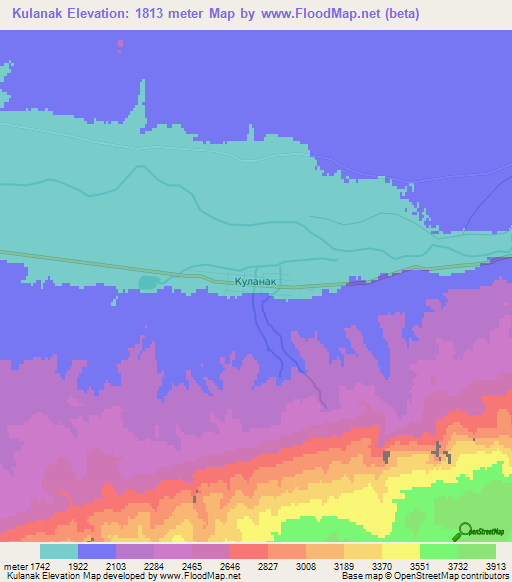 Kulanak,Kyrgyzstan Elevation Map