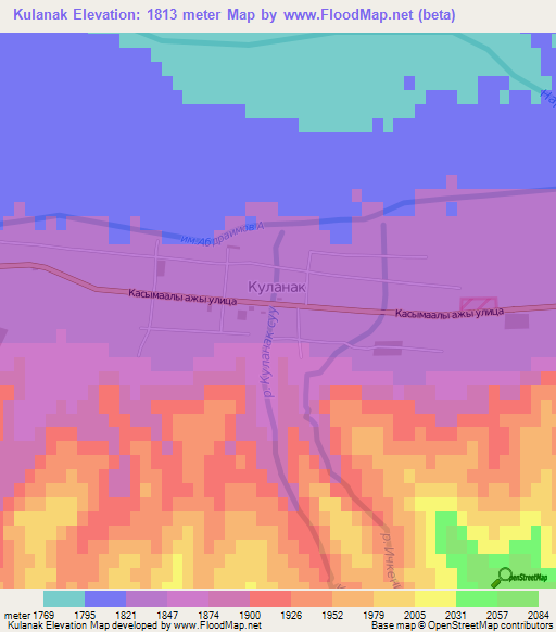 Kulanak,Kyrgyzstan Elevation Map