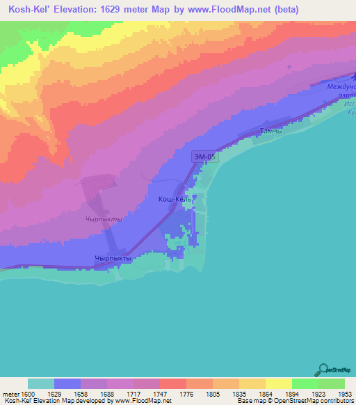 Kosh-Kel',Kyrgyzstan Elevation Map