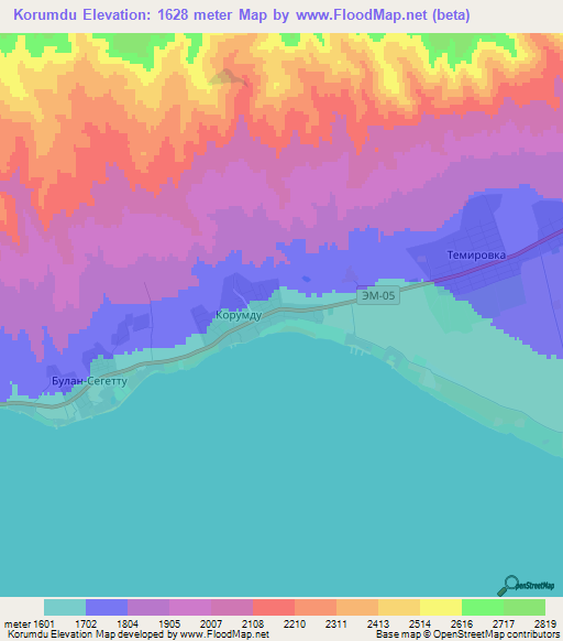 Korumdu,Kyrgyzstan Elevation Map