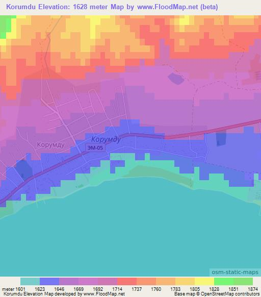 Korumdu,Kyrgyzstan Elevation Map