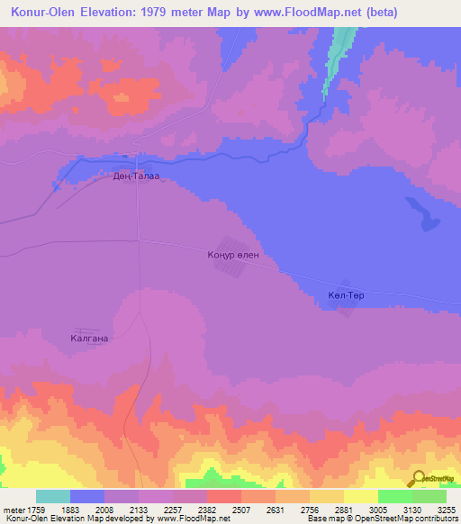 Konur-Olen,Kyrgyzstan Elevation Map