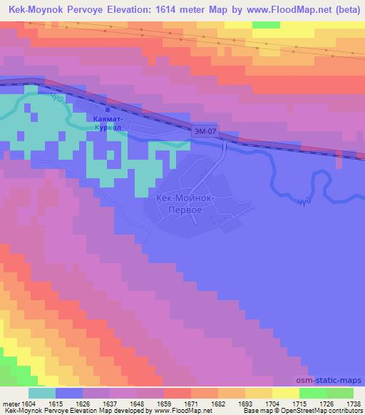 Kek-Moynok Pervoye,Kyrgyzstan Elevation Map