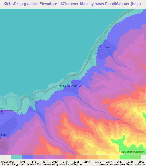 Kichi-Dzhargylchak,Kyrgyzstan Elevation Map