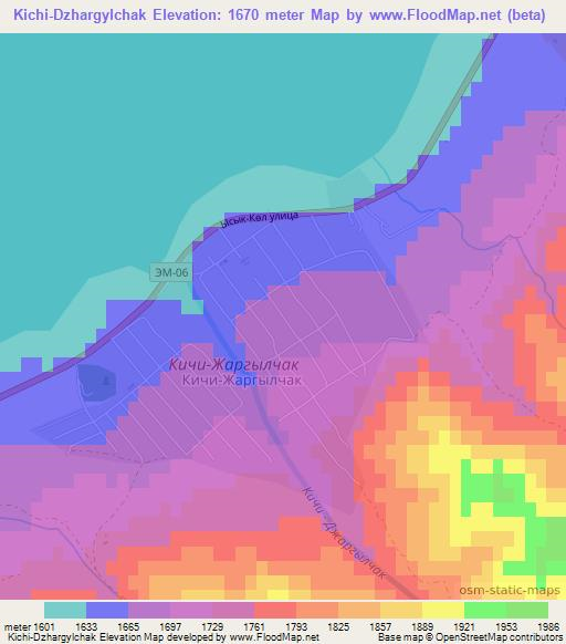 Kichi-Dzhargylchak,Kyrgyzstan Elevation Map