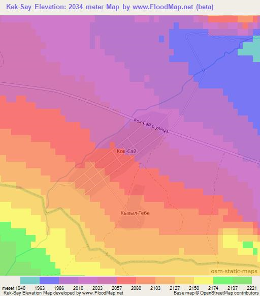 Kek-Say,Kyrgyzstan Elevation Map