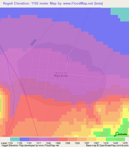 Kegeti,Kyrgyzstan Elevation Map