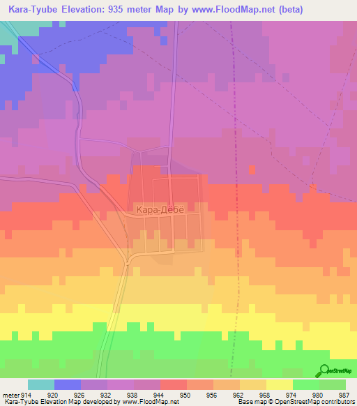 Kara-Tyube,Kyrgyzstan Elevation Map