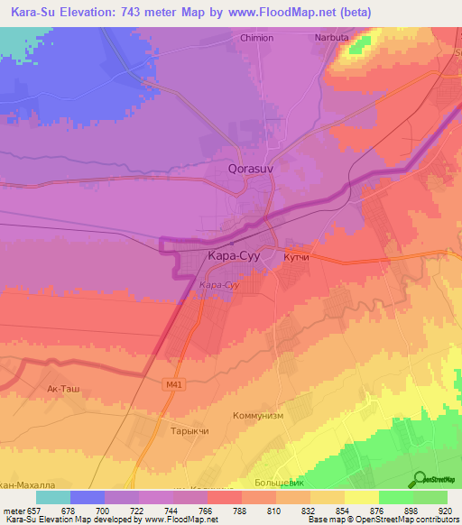 Kara-Su,Kyrgyzstan Elevation Map