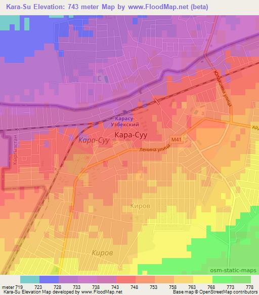 Kara-Su,Kyrgyzstan Elevation Map