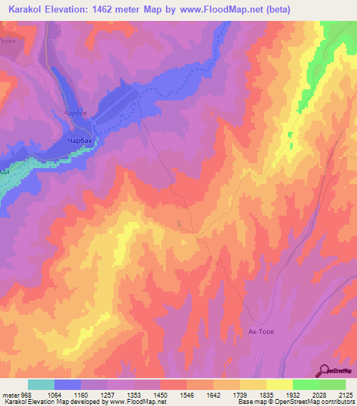 Karakol,Kyrgyzstan Elevation Map