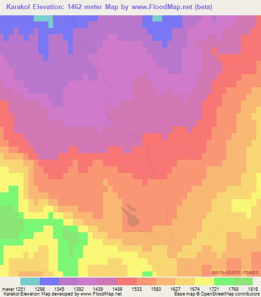 Karakol,Kyrgyzstan Elevation Map