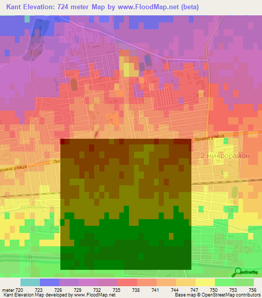 Kant,Kyrgyzstan Elevation Map