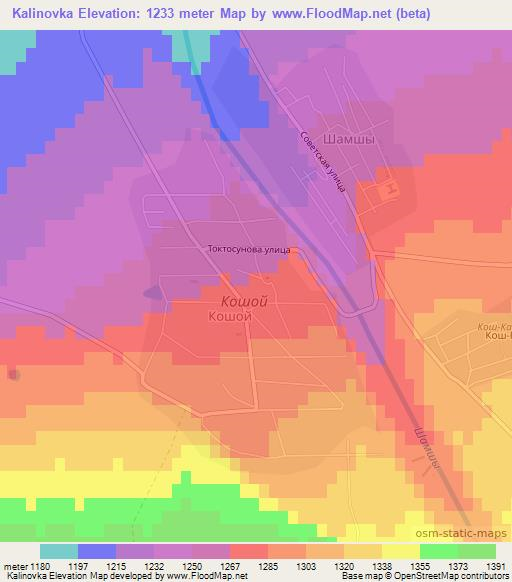 Kalinovka,Kyrgyzstan Elevation Map