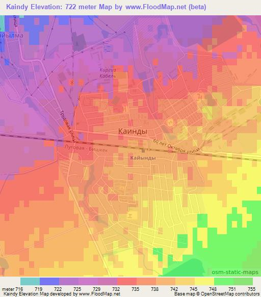 Kaindy,Kyrgyzstan Elevation Map