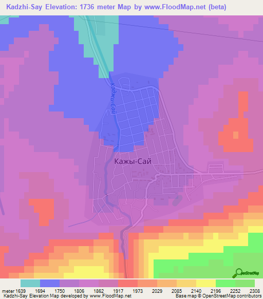 Kadzhi-Say,Kyrgyzstan Elevation Map