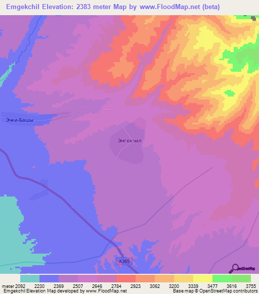 Emgekchil,Kyrgyzstan Elevation Map