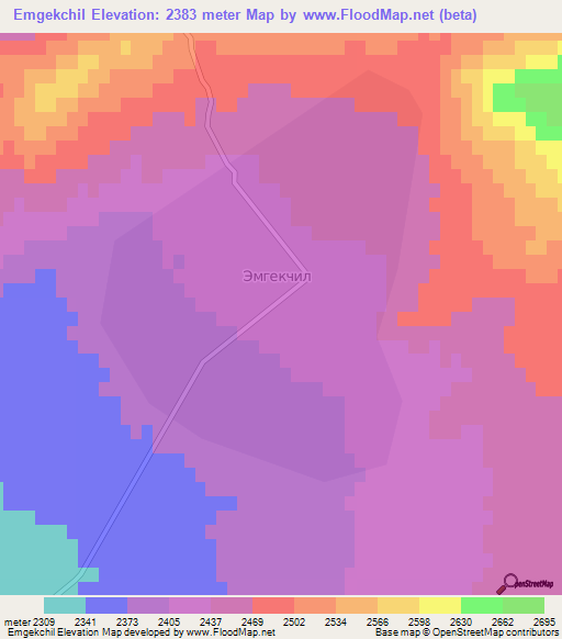 Emgekchil,Kyrgyzstan Elevation Map