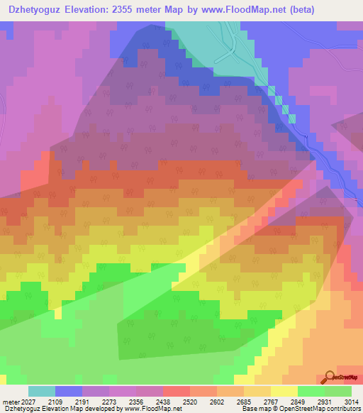 Dzhetyoguz,Kyrgyzstan Elevation Map