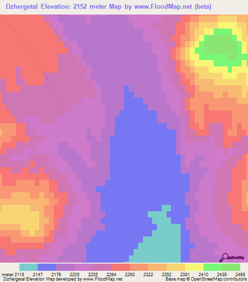 Dzhergetal,Kyrgyzstan Elevation Map