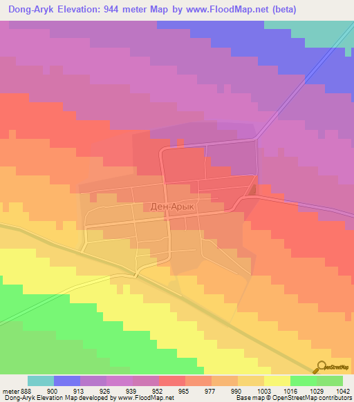 Dong-Aryk,Kyrgyzstan Elevation Map