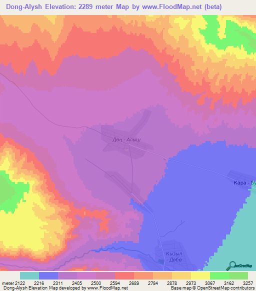 Dong-Alysh,Kyrgyzstan Elevation Map