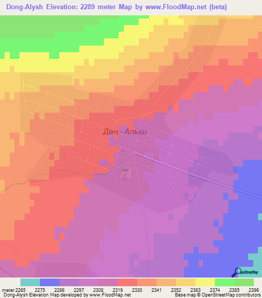 Dong-Alysh,Kyrgyzstan Elevation Map