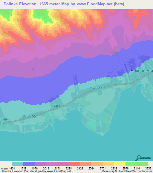 Dolinka,Kyrgyzstan Elevation Map